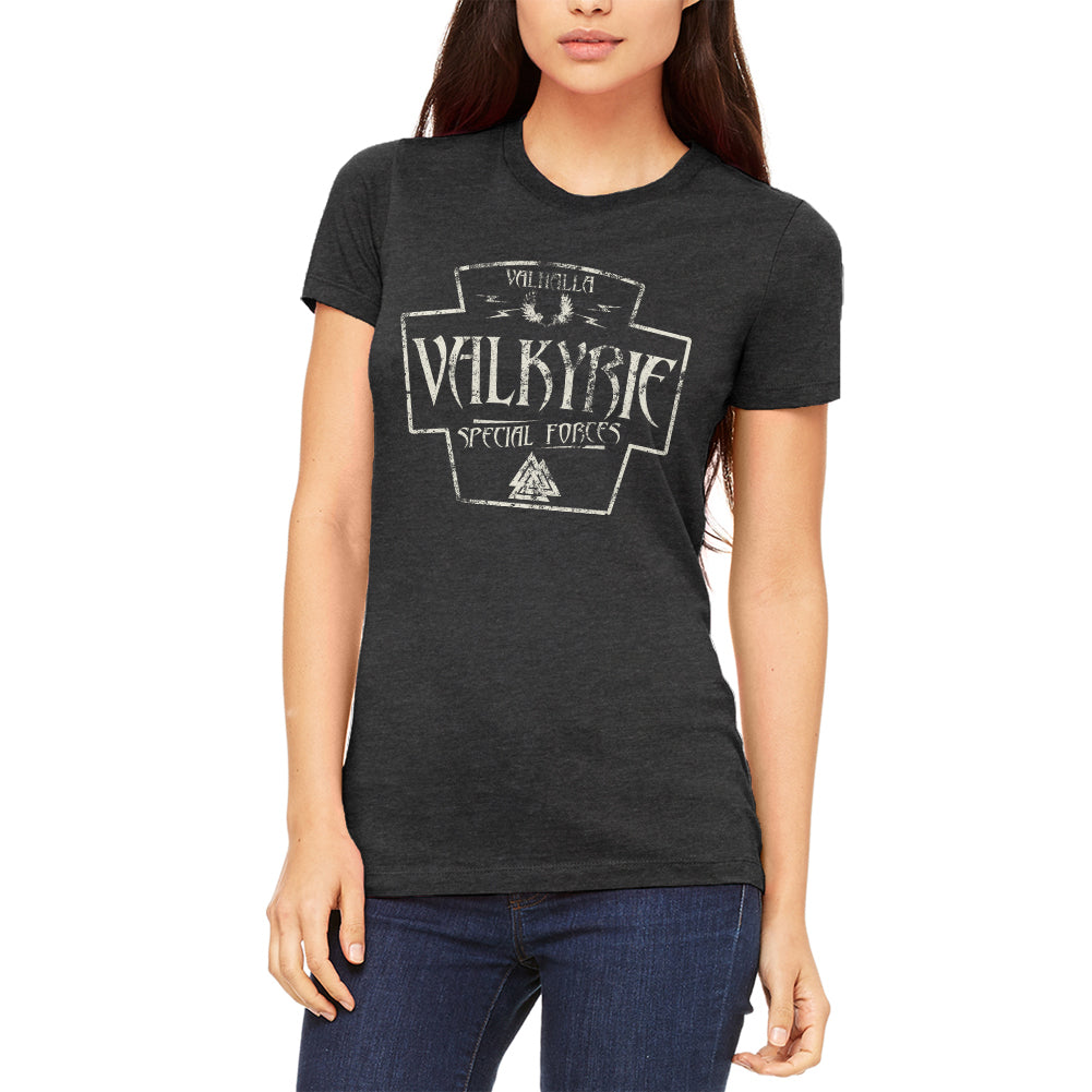 Valkyrie Valhalla Special Forces Retro Vintage Juniors Soft T Shirt Juniors T-Shirts Old Glory 2XL Heather Black
