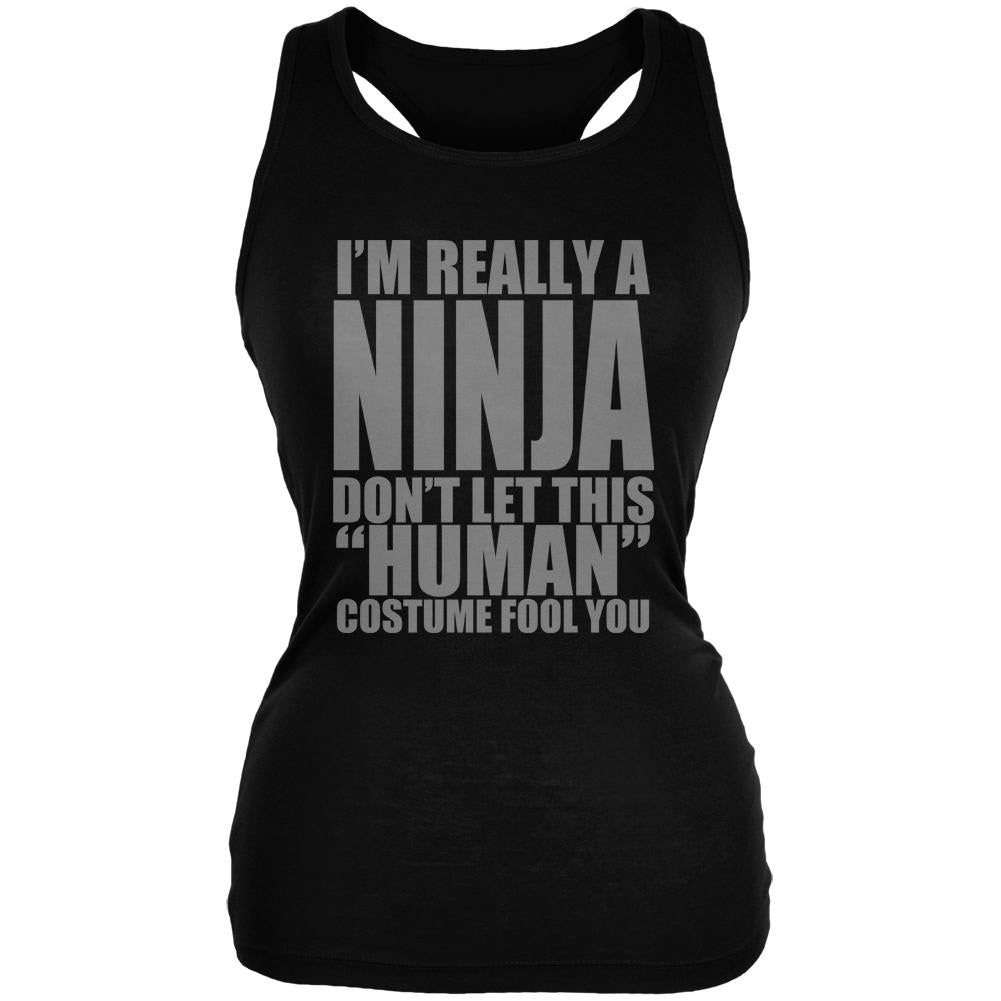 Halloween Human Ninja Costume Juniors Soft Tank Top Juniors Tank Tops Old Glory 2XL Black