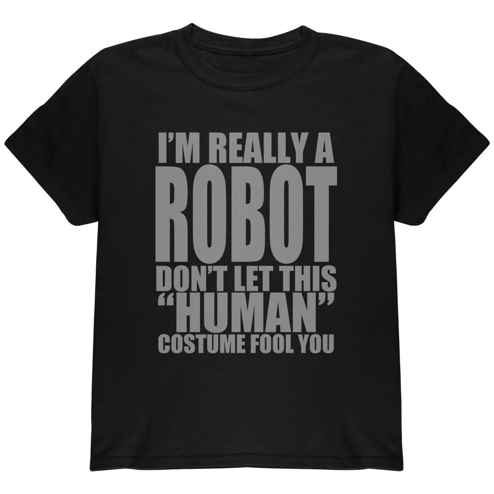 Halloween Human Robot Costume Youth T Shirt Youth T-Shirts Old Glory LG Black