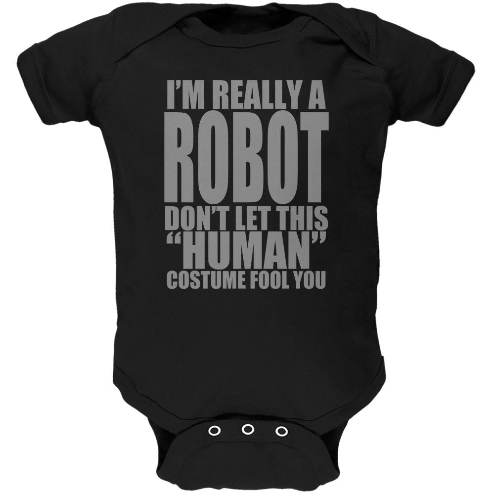 Halloween Human Robot Costume Soft Baby One Piece Baby One Piece Old Glory 0-3M Black