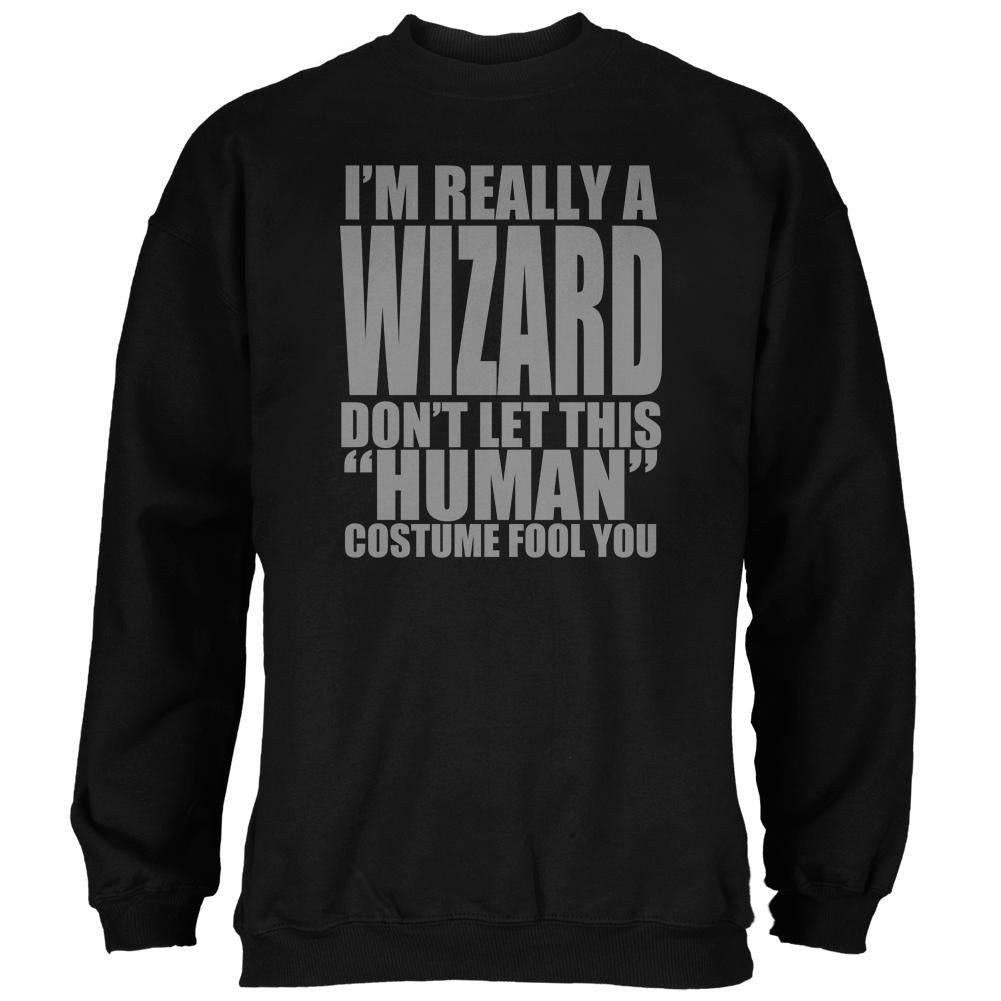 Halloween Human Wizard Costume Mens Sweatshirt Men's Sweatshirts Old Glory 2XL Black
