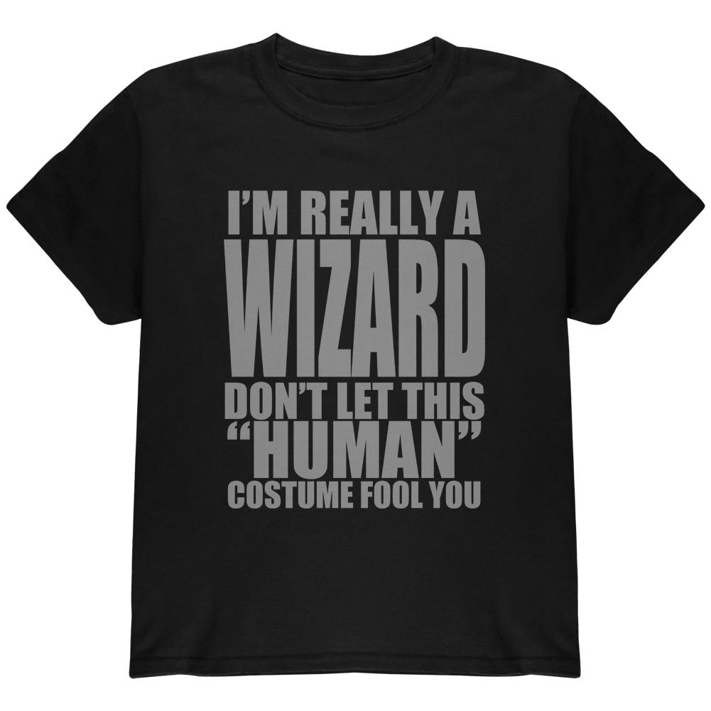 Halloween Human Wizard Costume Youth T Shirt Youth T-Shirts Old Glory LG Black