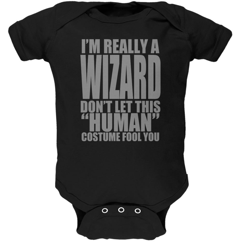 Halloween Human Wizard Costume Soft Baby One Piece Baby One Piece Old Glory 0-3M Black