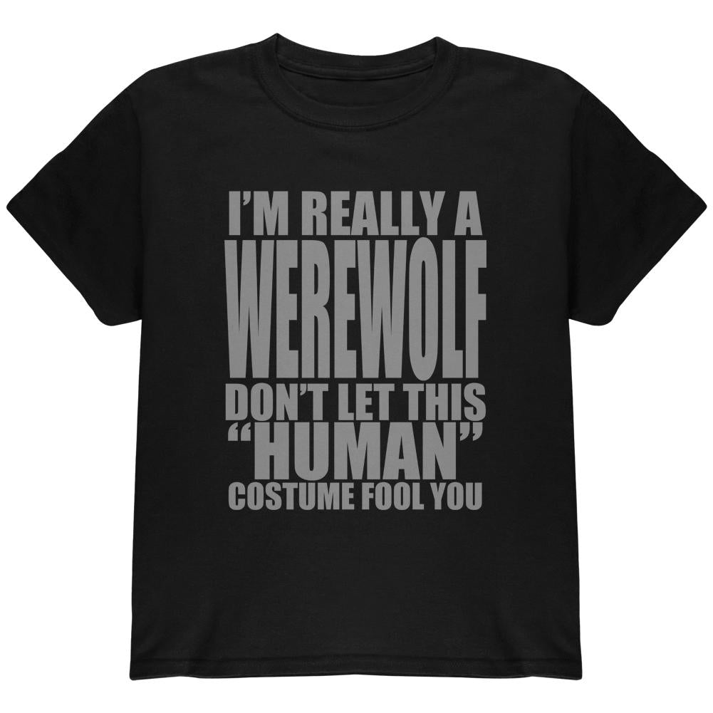 Halloween Human Werewolf Costume Youth T Shirt Youth T-Shirts Old Glory LG Black