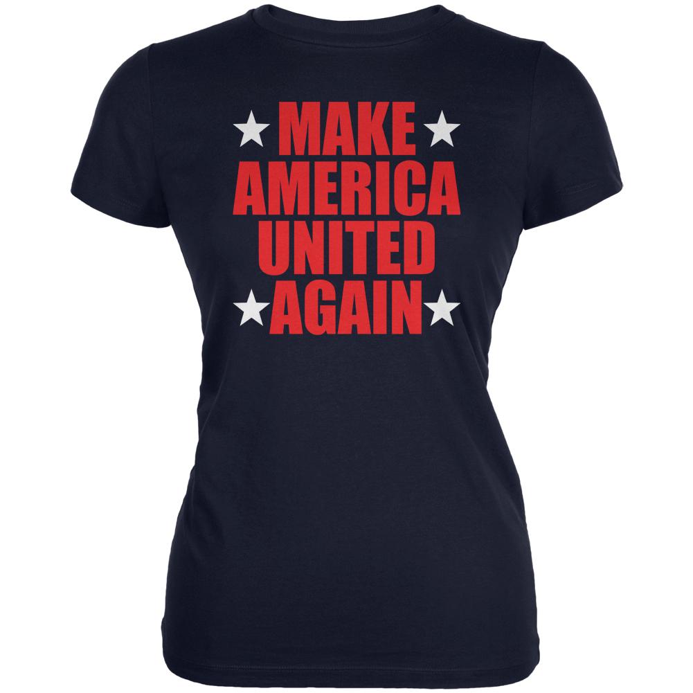 Election 2016 Make America United Again Juniors Soft T Shirt Juniors T-Shirts Old Glory 2XL Navy