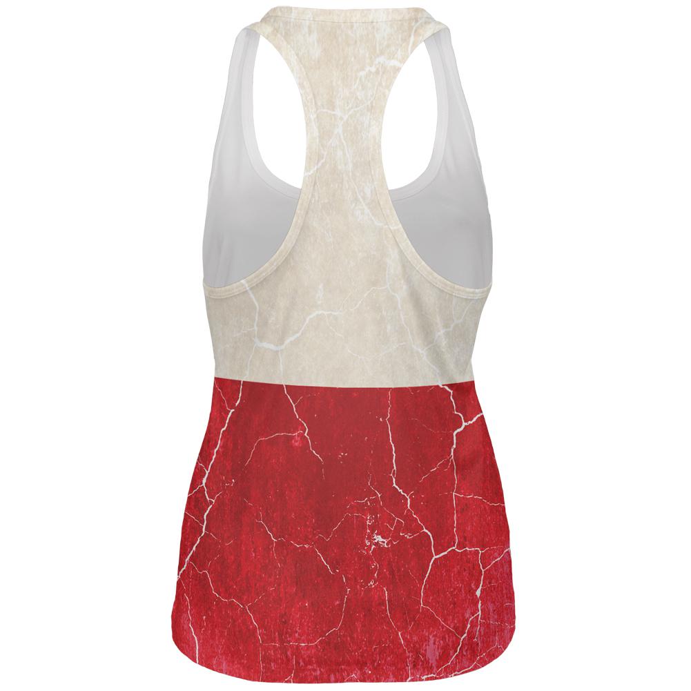 Distressed Grunge Polish Flag All Over Womens Work Out Tank Top Women's Tank Tops Old Glory
