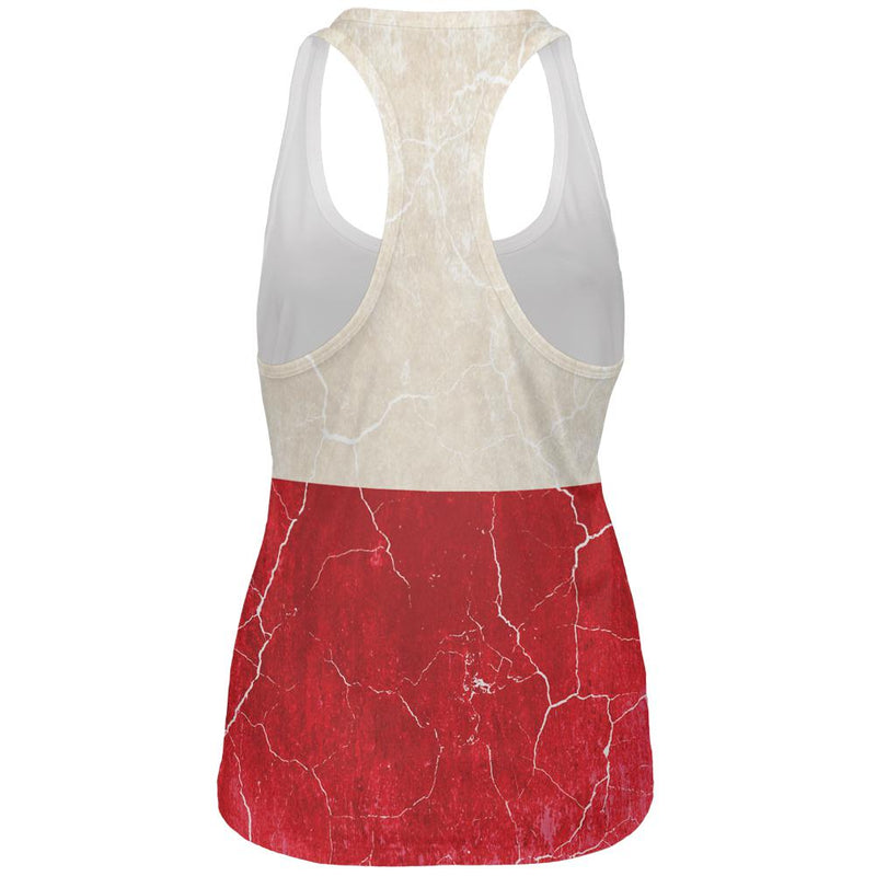 Distressed Grunge Polish Flag All Over Womens Work Out Tank Top Women's Tank Tops Old Glory