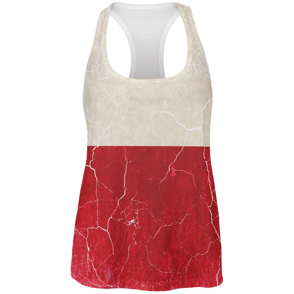 Distressed Grunge Polish Flag All Over Womens Work Out Tank Top Women's Tank Tops Old Glory 2XL Multi