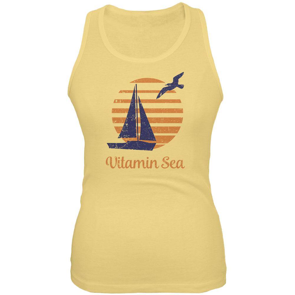 Summer Sun Vitamin Sea Sailboat Juniors Soft Tank Top Juniors Tank Tops Old Glory 2XL Yellow