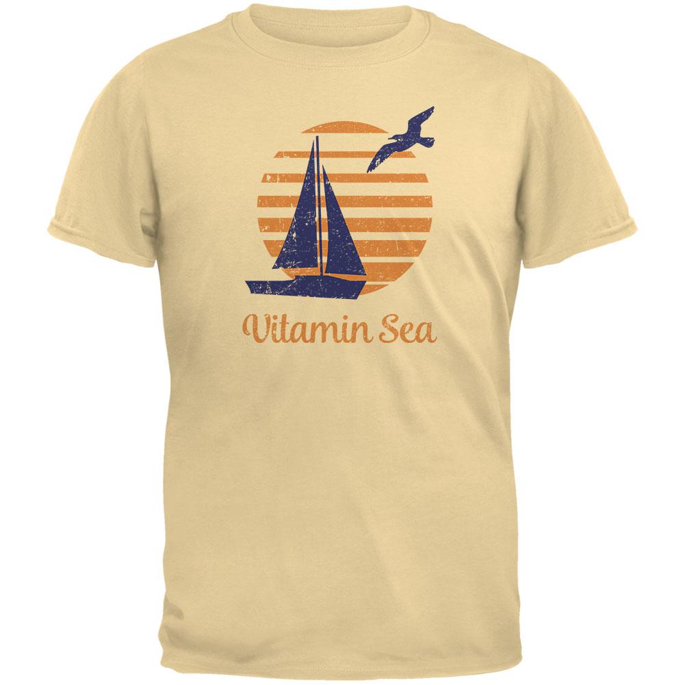Summer Sun Vitamin Sea Sailboat Mens Organic T Shirt Men's T-Shirts Old Glory LG Yellow Haze