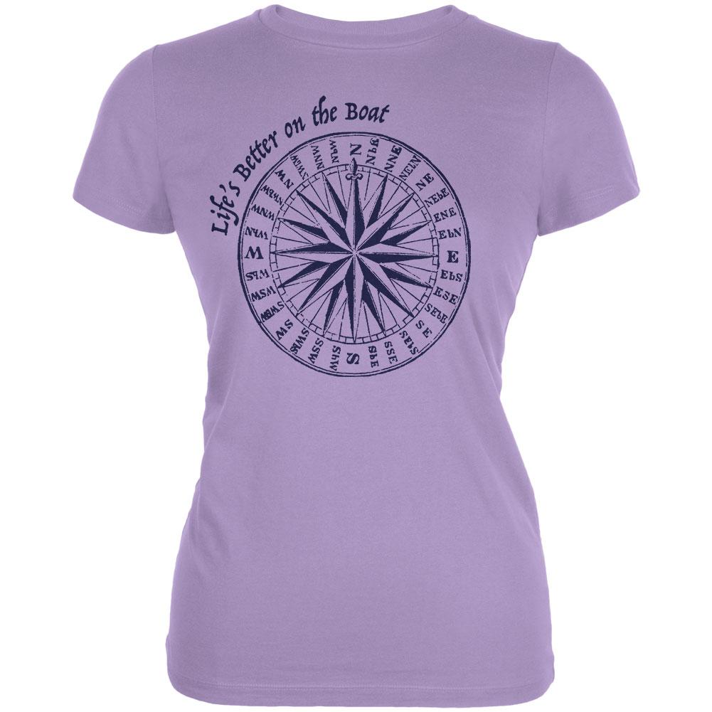Summer Sun Life's Better on the Boat Juniors Soft T Shirt Juniors T-Shirts Old Glory LG Lavender