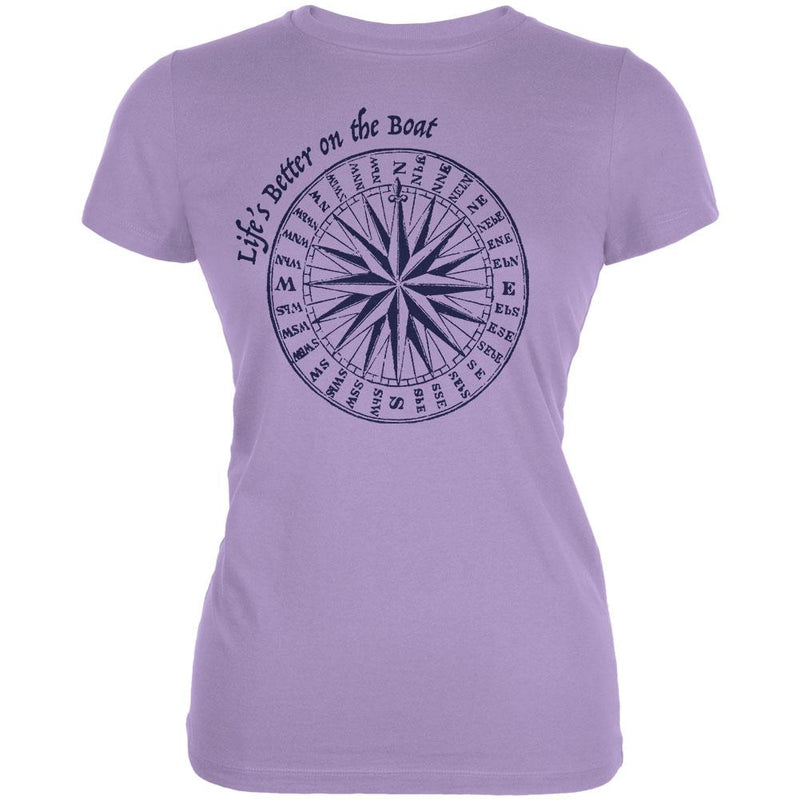 Summer Sun Life's Better on the Boat Juniors Soft T Shirt Juniors T-Shirts Old Glory LG Lavender