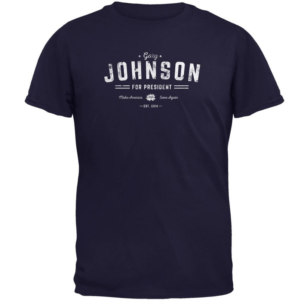 Election 2016 Gary Johnson Make America Sane Again Vintage Mens T Shirt Men's T-Shirts Old Glory 2XL Navy