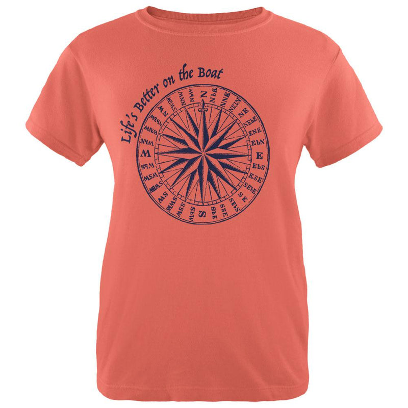 Summer Sun Life's Better on the Boat Womens T Shirt Women's T-Shirts Old Glory 2XL Salmon