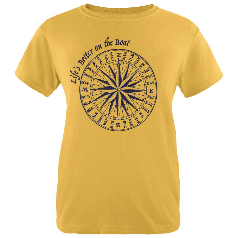 Summer Sun Life's Better on the Boat Womens T Shirt Women's T-Shirts Old Glory LG Yellow