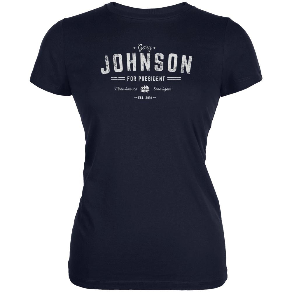 Election 2016 Gary Johnson Make America Sane Again Vintage Juniors Soft T Shirt Juniors T-Shirts Old Glory 2XL Navy