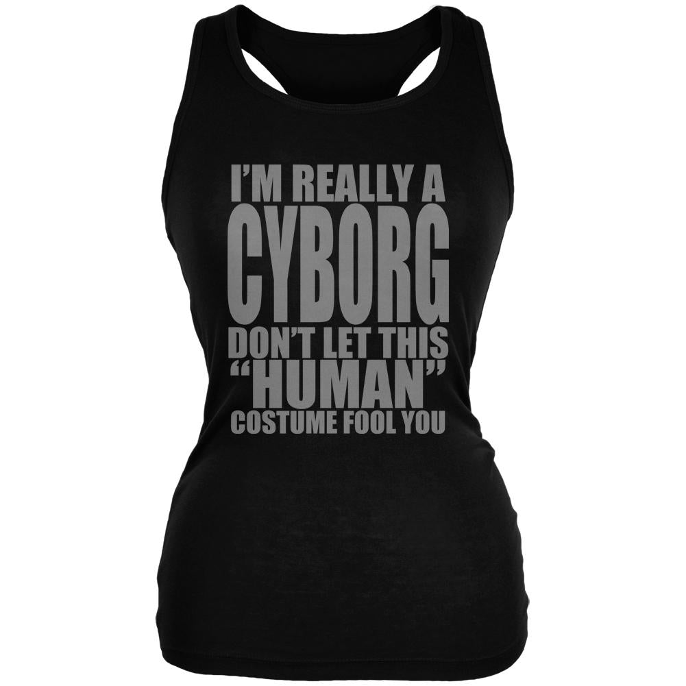 Halloween Human Cyborg Costume Juniors Soft Tank Top Juniors Tank Tops Old Glory 2XL Black