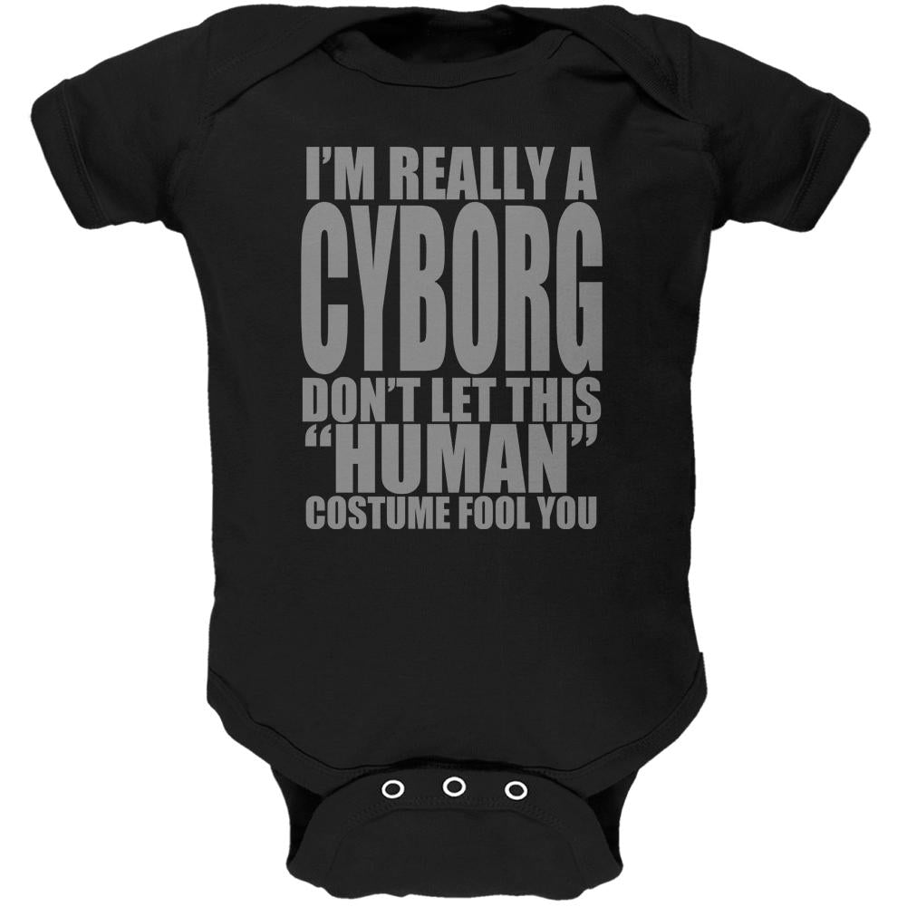Halloween Human Cyborg Costume Soft Baby One Piece Baby One Piece Old Glory 0-3M Black