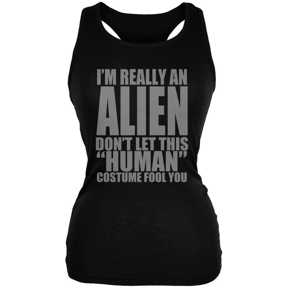 Halloween Human Alien Costume Juniors Soft Tank Top Juniors Tank Tops Old Glory 2XL Black