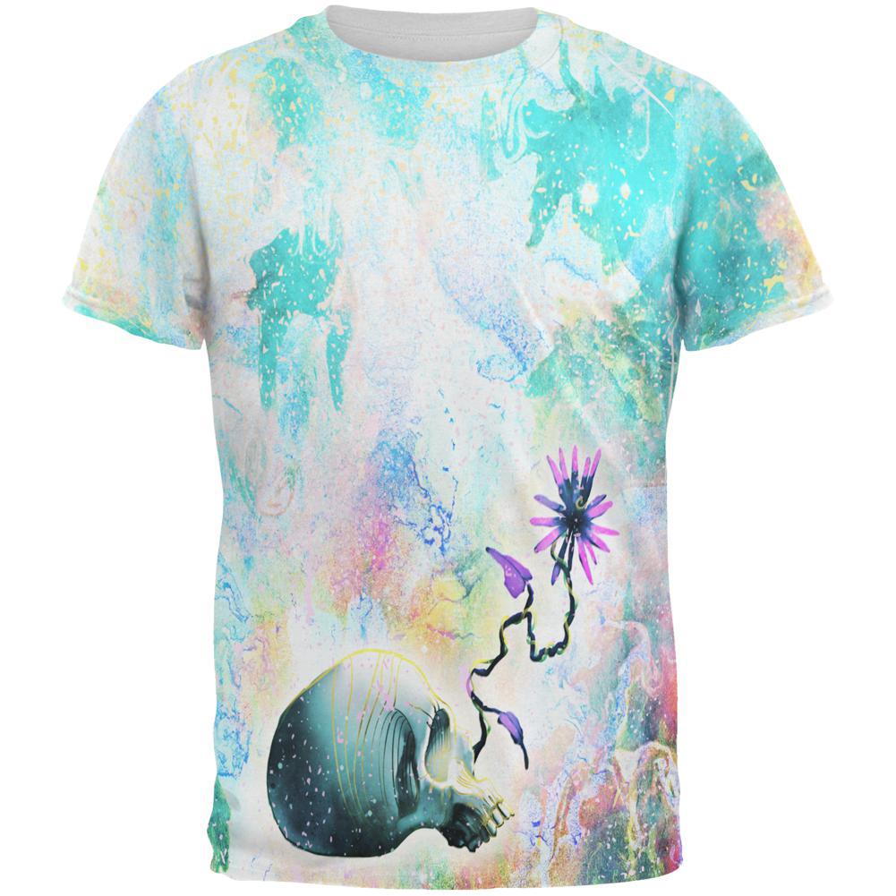 Skull Flower Galaxy Distressed Plasma All Over Mens T Shirt Men's T-Shirts Old Glory 2XL Multi