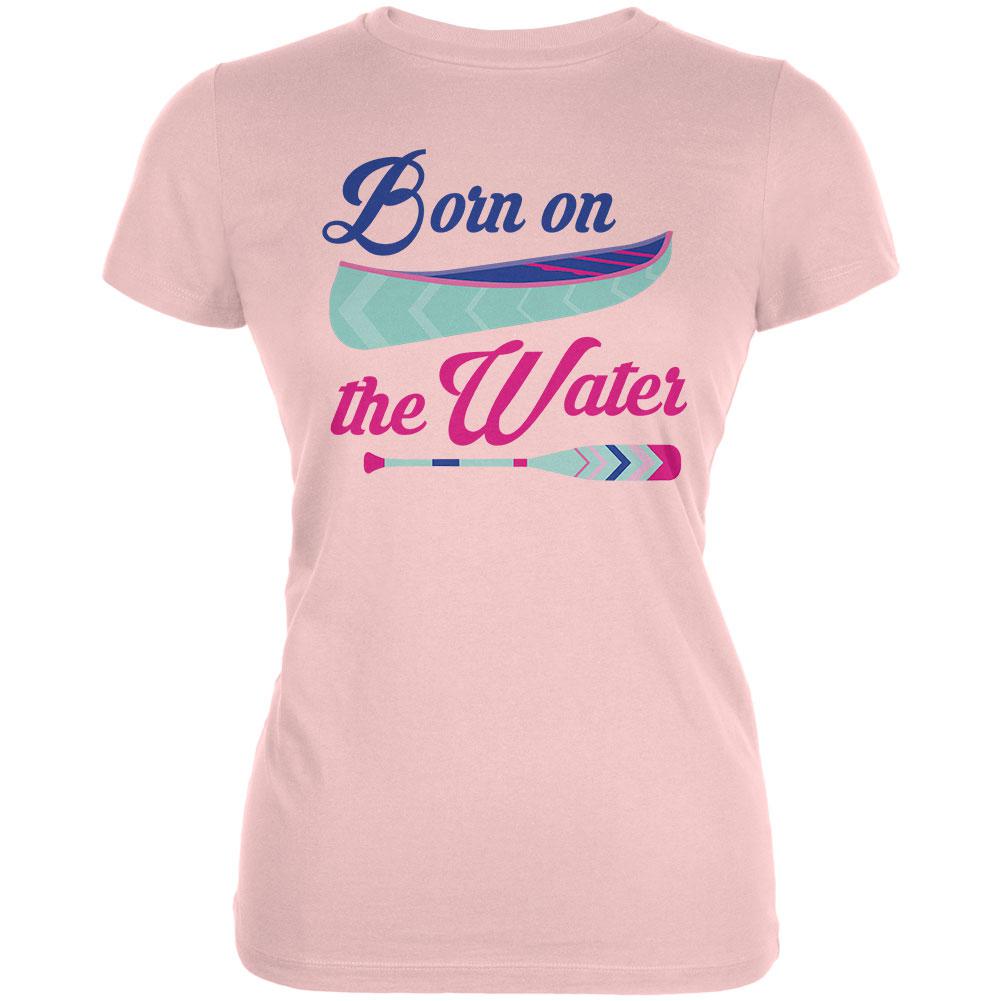 Summer Sun Born on the Water Kayak Juniors Soft T Shirt Juniors T-Shirts Old Glory LG Blush Pink