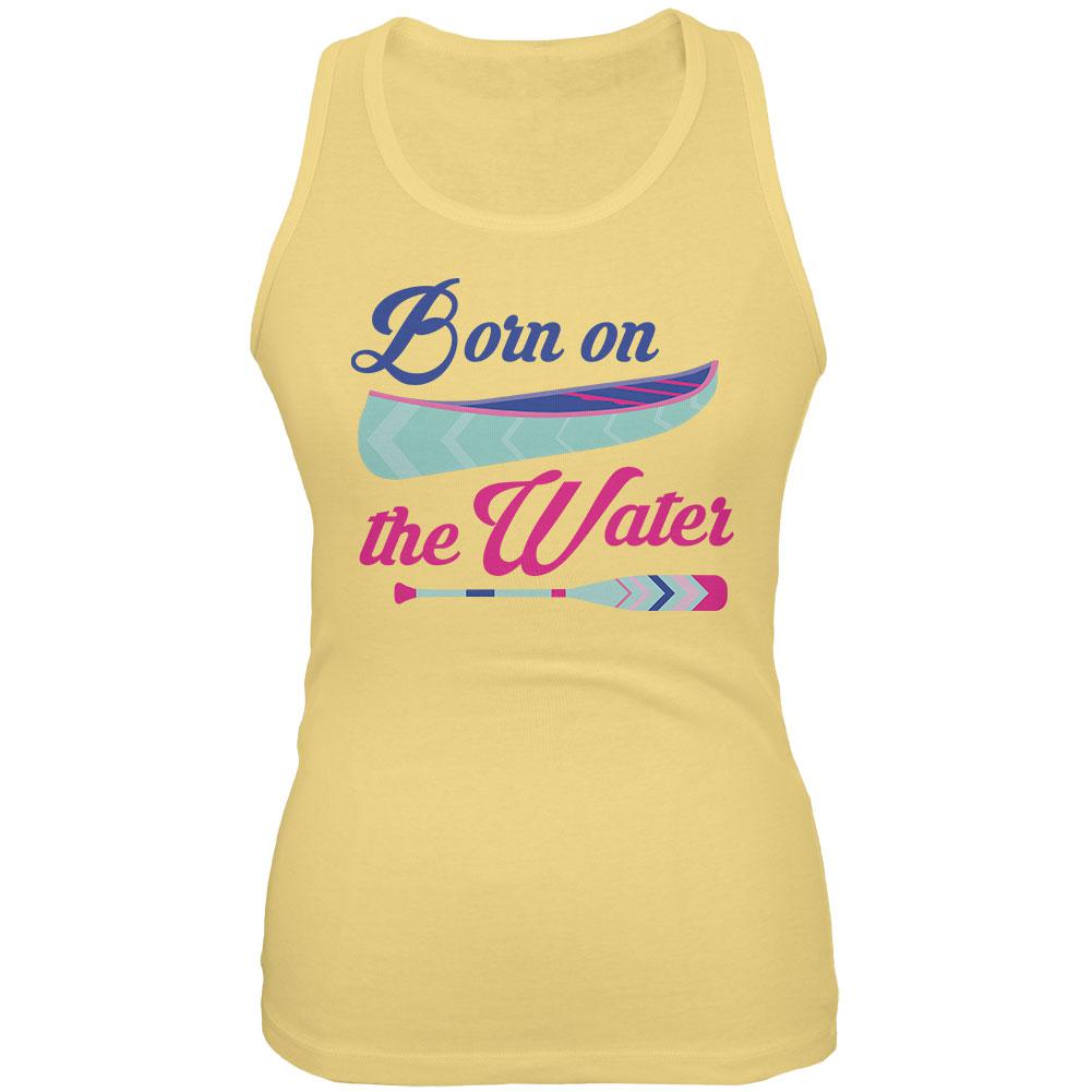 Summer Sun Born on the Water Kayak Juniors Soft Tank Top Juniors Tank Tops Old Glory 2XL Yellow
