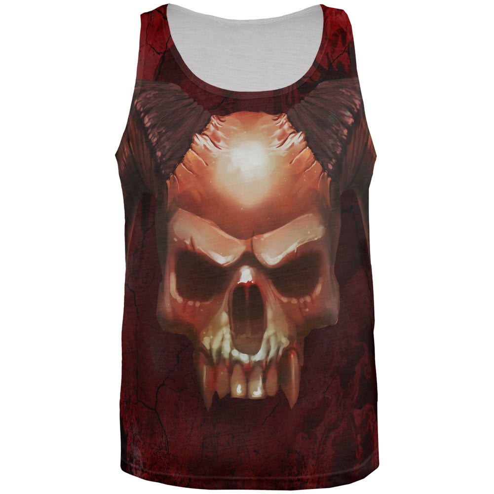 Halloween Horned Demon Skull From Hell All Over Mens Tank Top Men's Tank Tops Old Glory 3XL Multi