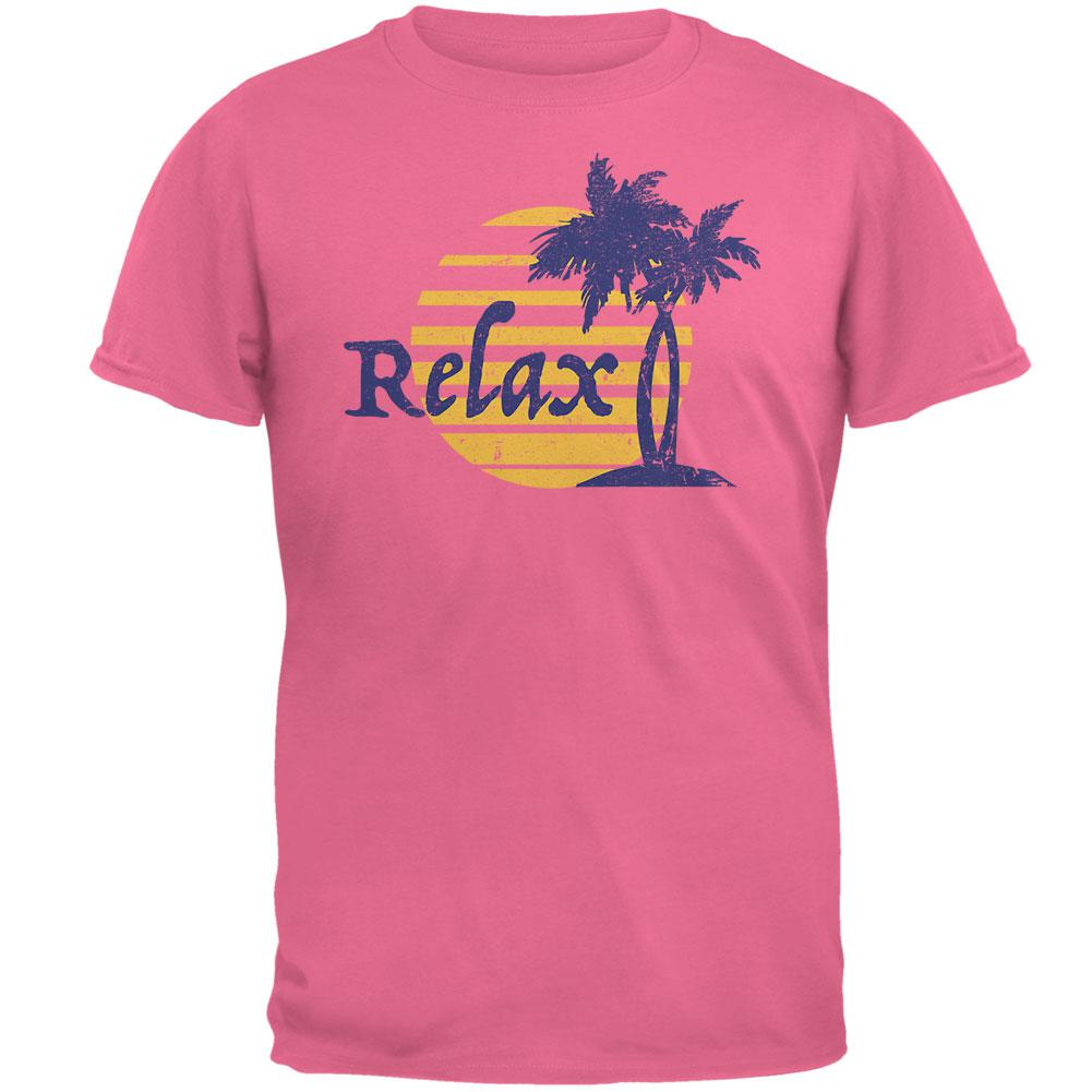 Summer Sun Relax Palm Tree Mens T Shirt Men's T-Shirts Old Glory 2XL Azalea