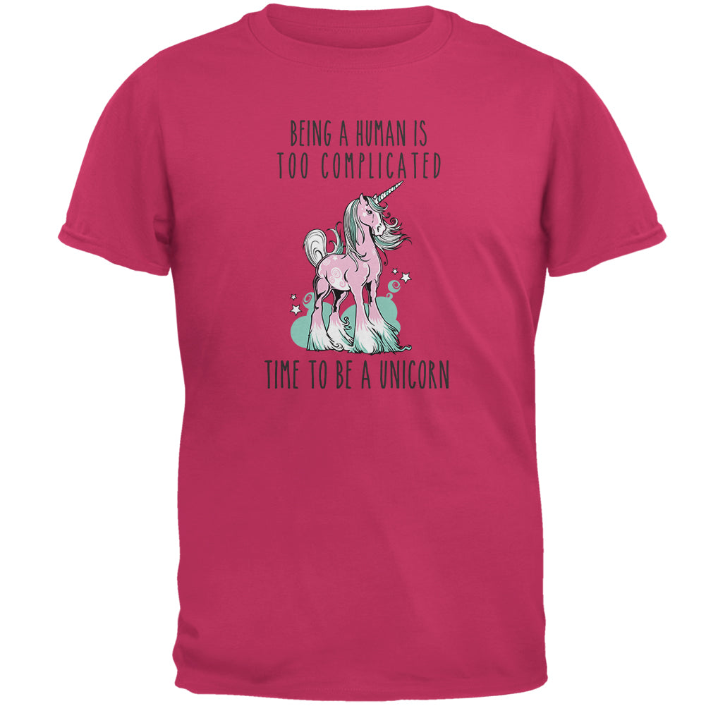 Time To Be A Unicorn Mens T Shirt Men's T-Shirts Old Glory 2XL Pink