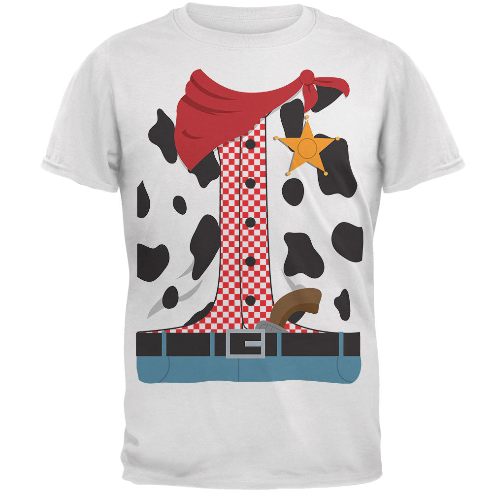 Halloween Cowgirl Costume Mens Soft T Shirt Men's T-Shirts Old Glory 2XL White