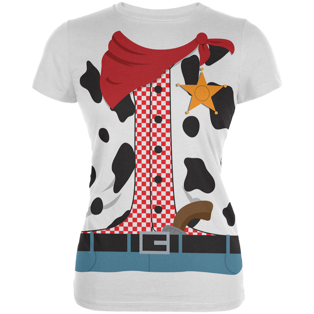 Halloween Cowgirl Costume Juniors Soft T Shirt Juniors T-Shirts Old Glory 2XL White
