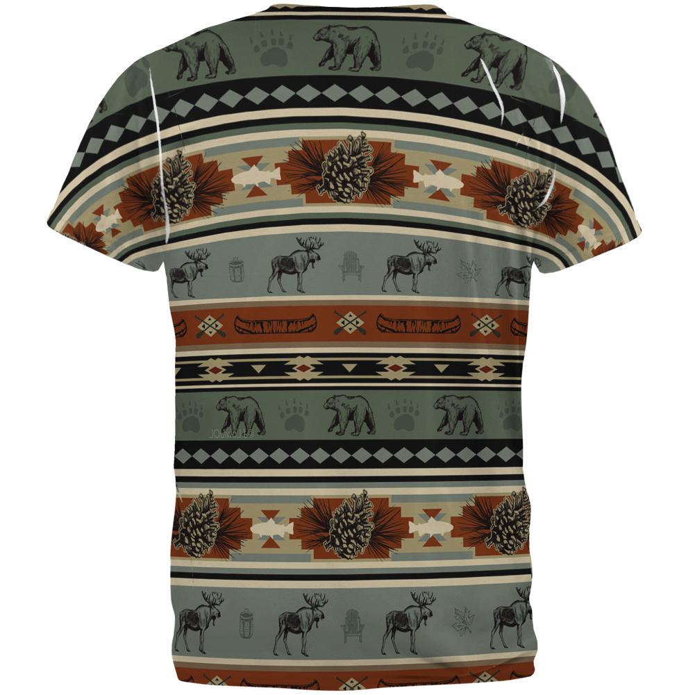Adirondack Bear Moose Pattern All Over Mens T Shirt Men's T-Shirts Old Glory
