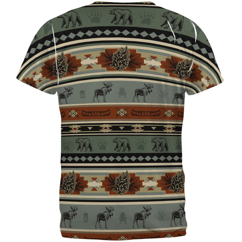 Adirondack Bear Moose Pattern All Over Mens T Shirt Men's T-Shirts Old Glory