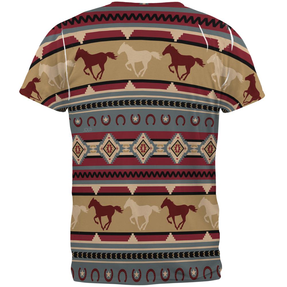 Southwestern Wild Horses Pattern All Over Mens T Shirt Men's T-Shirts Old Glory