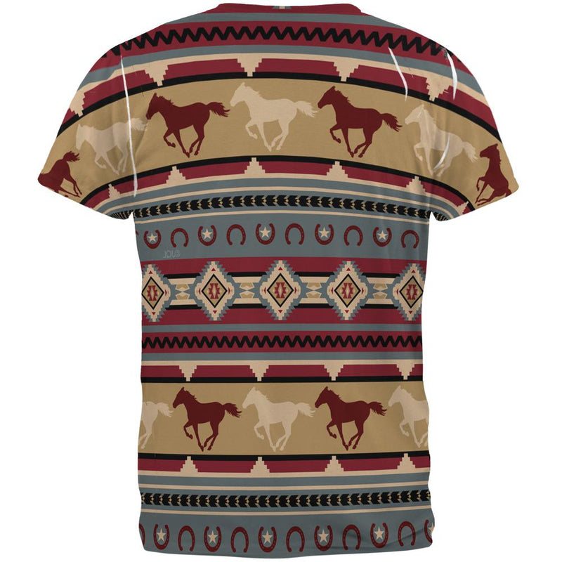 Southwestern Wild Horses Pattern All Over Mens T Shirt Men's T-Shirts Old Glory