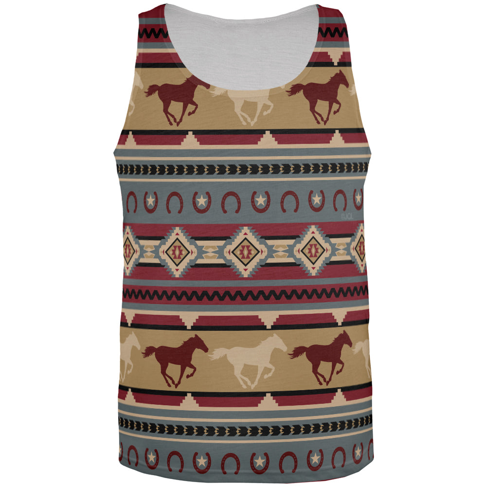 Southwestern Wild Horses Pattern All Over Mens Tank Top Men's Tank Tops Old Glory 3XL Multi