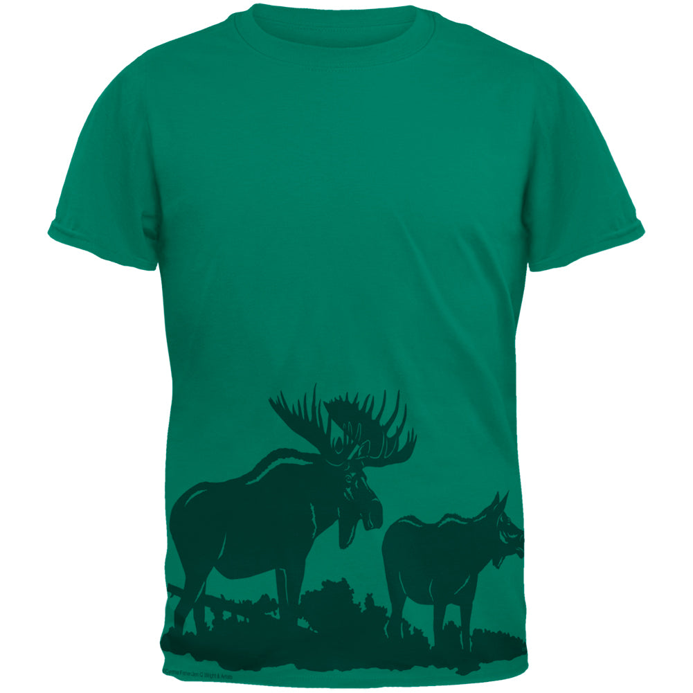 Moose Couple Silhouette Mens T Shirt Men's T-Shirts Old Glory 2XL Jade Dome