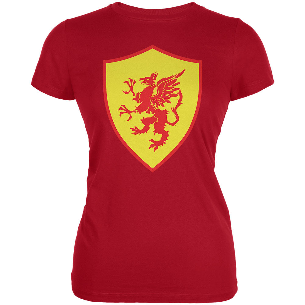 Halloween Knight Shield Costume Griffin Juniors Soft T Shirt Juniors T-Shirts Old Glory 2XL Red