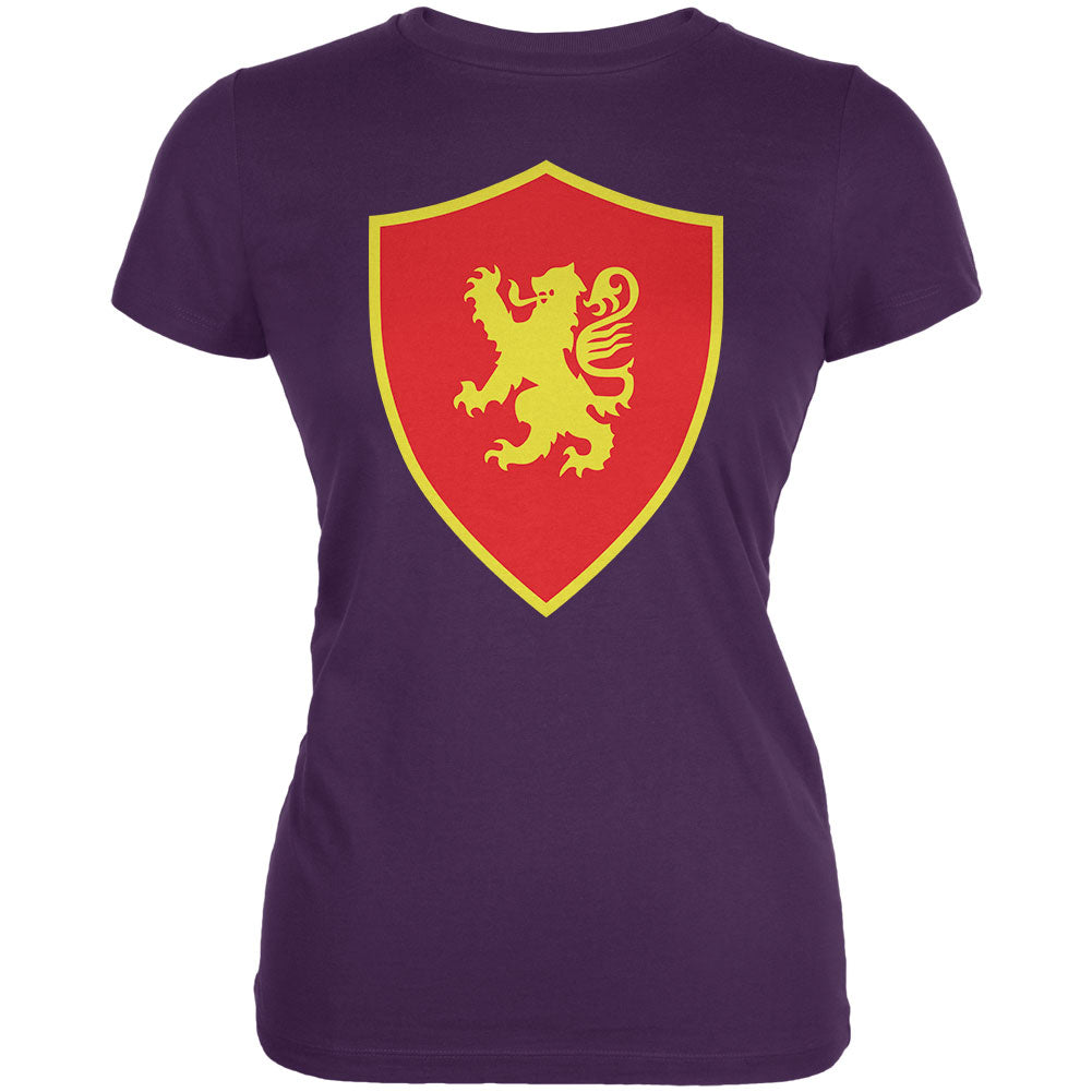 Halloween Knight Shield Costume Rampant Lion Juniors Soft T Shirt Juniors T-Shirts Old Glory 2XL Purple