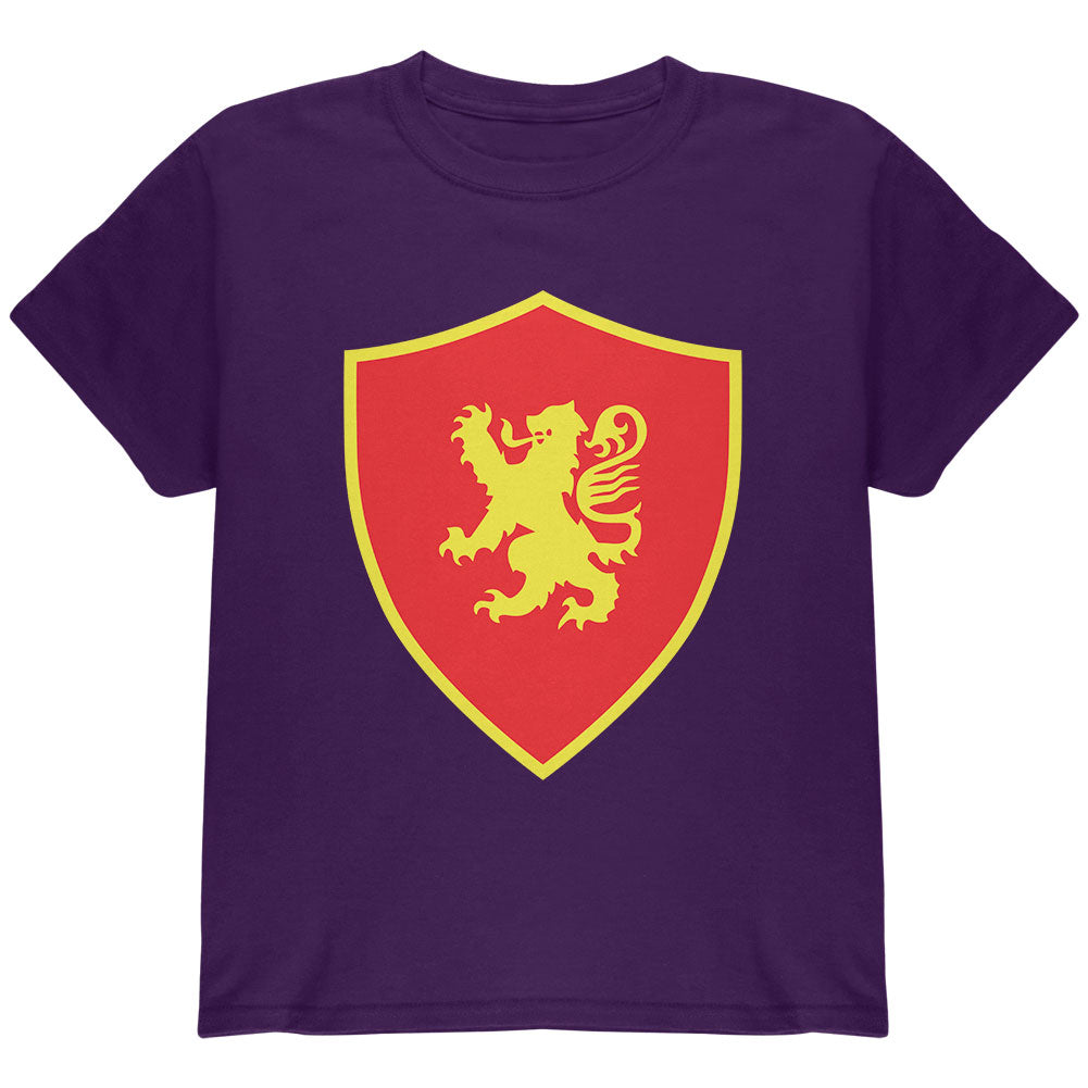 Halloween Knight Shield Costume Rampant Lion Youth T Shirt Youth T-Shirts Old Glory YLG Purple