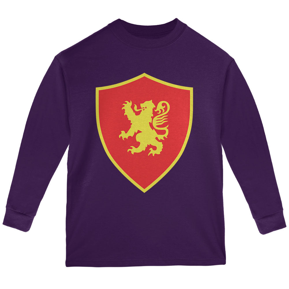 Halloween Knight Shield Costume Rampant Lion Youth Long Sleeve T Shirt Youth Long Sleeves Old Glory YLG Purple