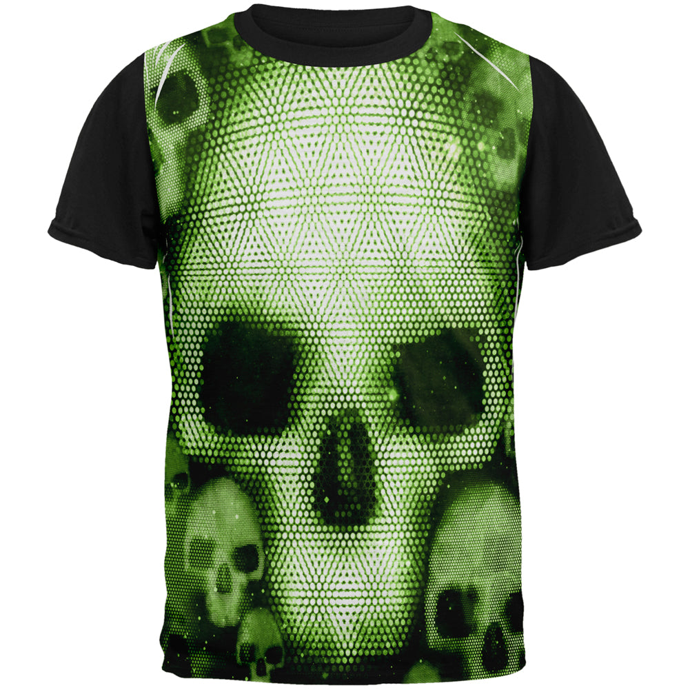 Halloween Cyber Space Alien Skull All Over Mens Black Back T Shirt Men's T-Shirts Old Glory SM Multi