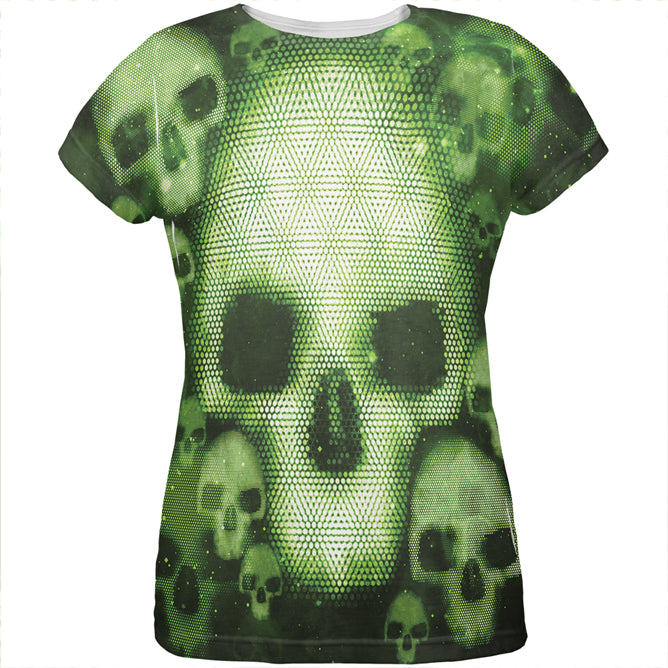 Halloween Cyber Space Alien Skull All Over Womens T Shirt Women's T-Shirts Old Glory LG Multi