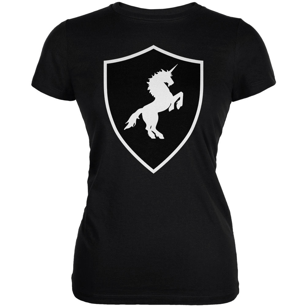 Halloween Knight Shield Costume Unicorn Juniors Soft T Shirt Juniors T-Shirts Old Glory 2XL Black
