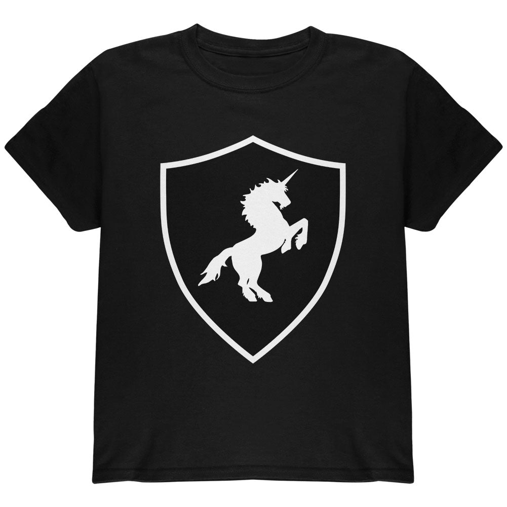Halloween Knight Shield Costume Unicorn Youth T Shirt Youth T-Shirts Old Glory YLG Black