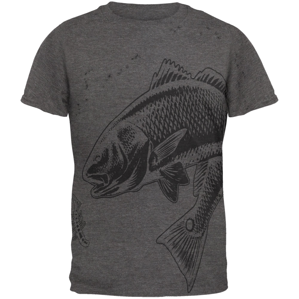 Redfish Red Drum Fish Mens Soft T Shirt Men's T-Shirts Old Glory 2XL Charcoal Heather