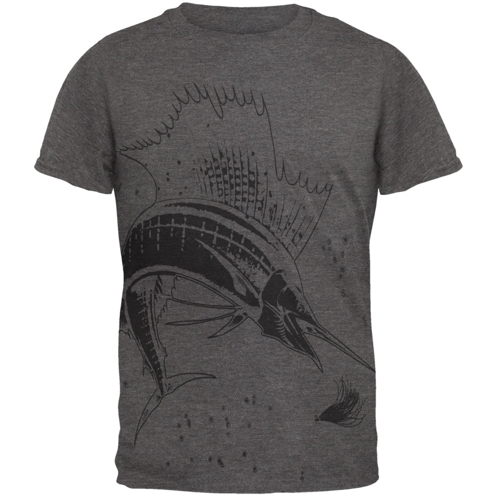 Sailfish Deep Sea Predator Mens Soft T Shirt Men's T-Shirts Old Glory 2XL Charcoal Heather