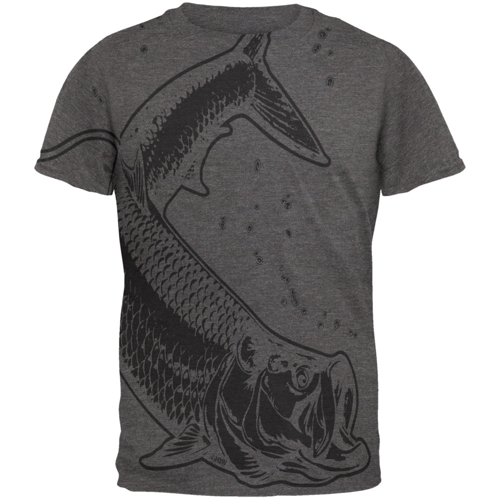 Tarpon Megalops Fish Mens Soft T Shirt Men's T-Shirts Old Glory 2XL Charcoal Heather