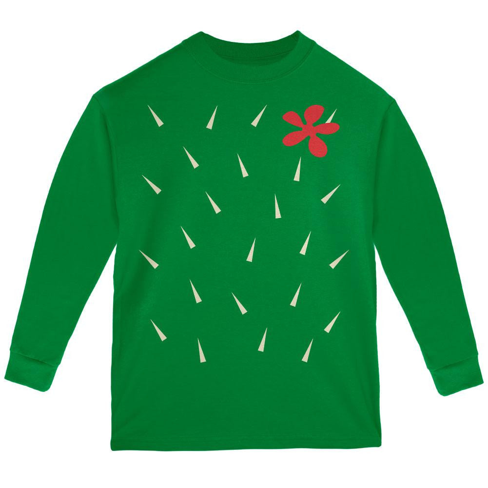 Halloween Cactus Costume Youth Long Sleeve T Shirt Youth Long Sleeves Old Glory LG Green