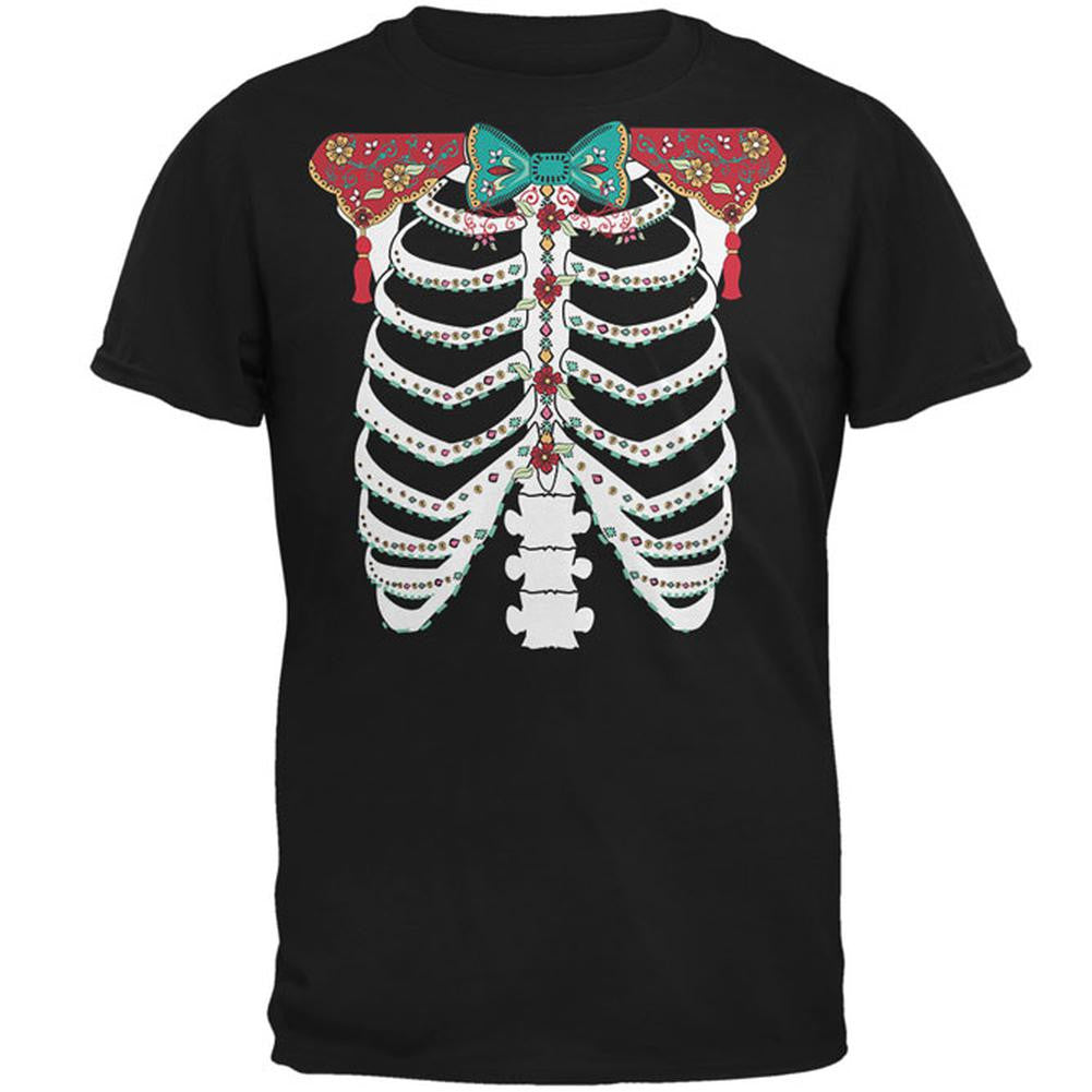 Halloween Day of the Dead Skeleton Costume Mens T Shirt Men's T-Shirts Old Glory 2XL Black